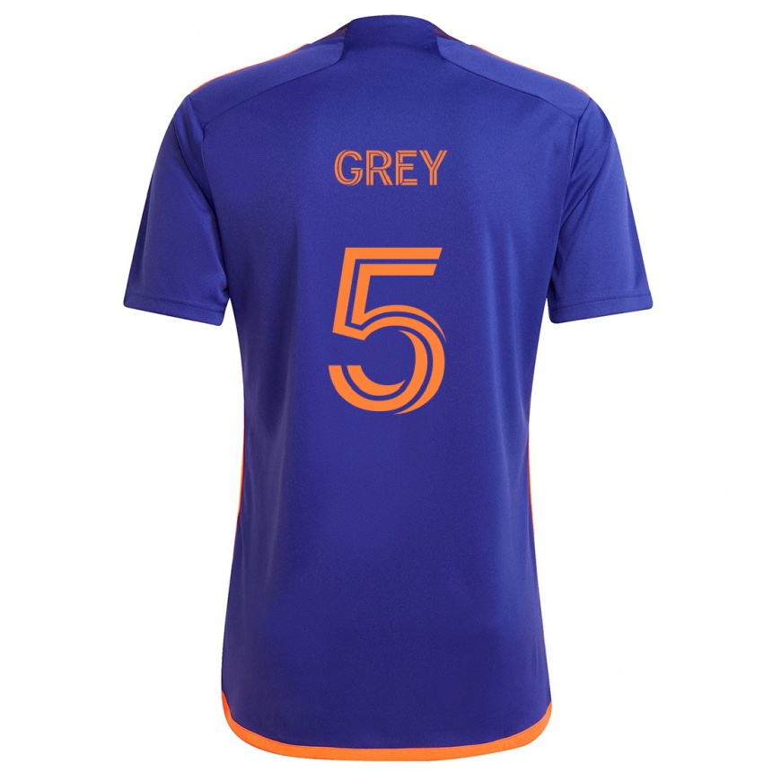 Kids Football Omar Grey #5 Purple Orange Away Jersey 2024/25 T-Shirt Nz