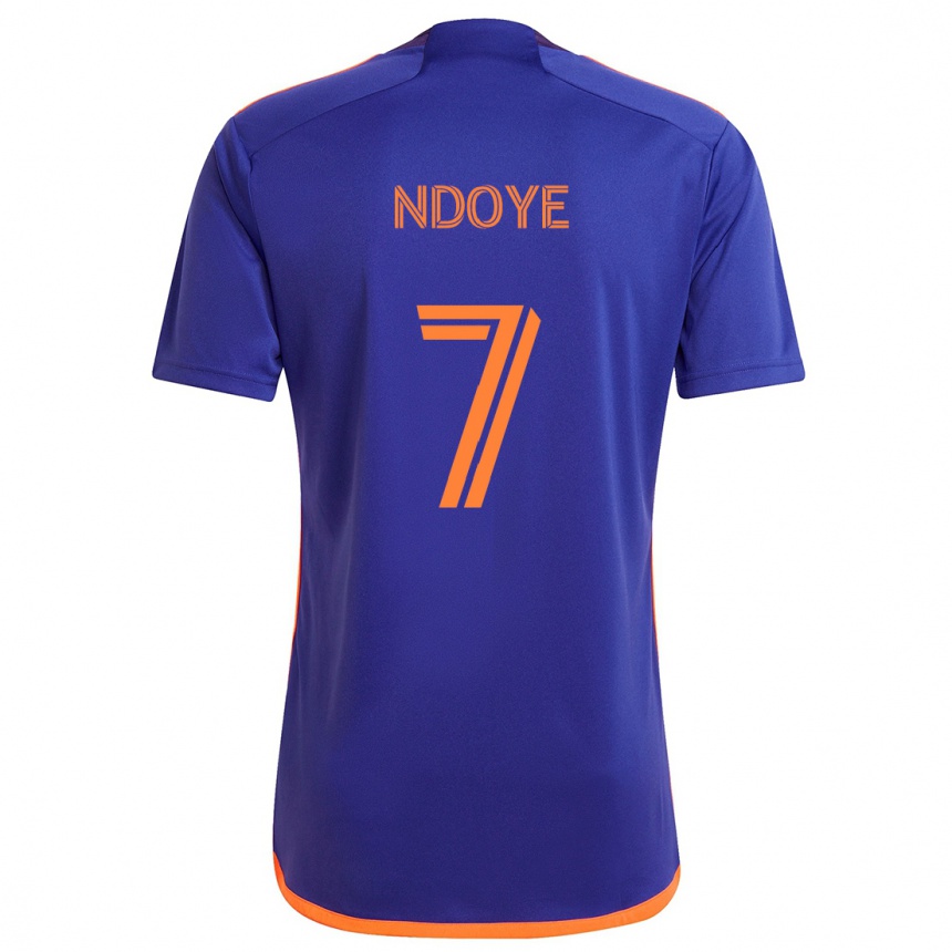 Kids Football Papa Ndoye #7 Purple Orange Away Jersey 2024/25 T-Shirt Nz