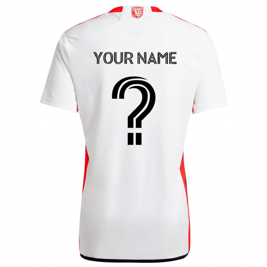 Kids Football Your Name #0 White Red Away Jersey 2024/25 T-Shirt Nz