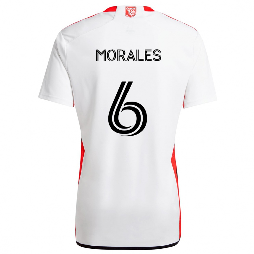 Kids Football Alfredo Morales #6 White Red Away Jersey 2024/25 T-Shirt Nz