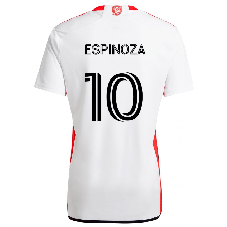 Kids Football Cristian Espinoza #10 White Red Away Jersey 2024/25 T-Shirt Nz