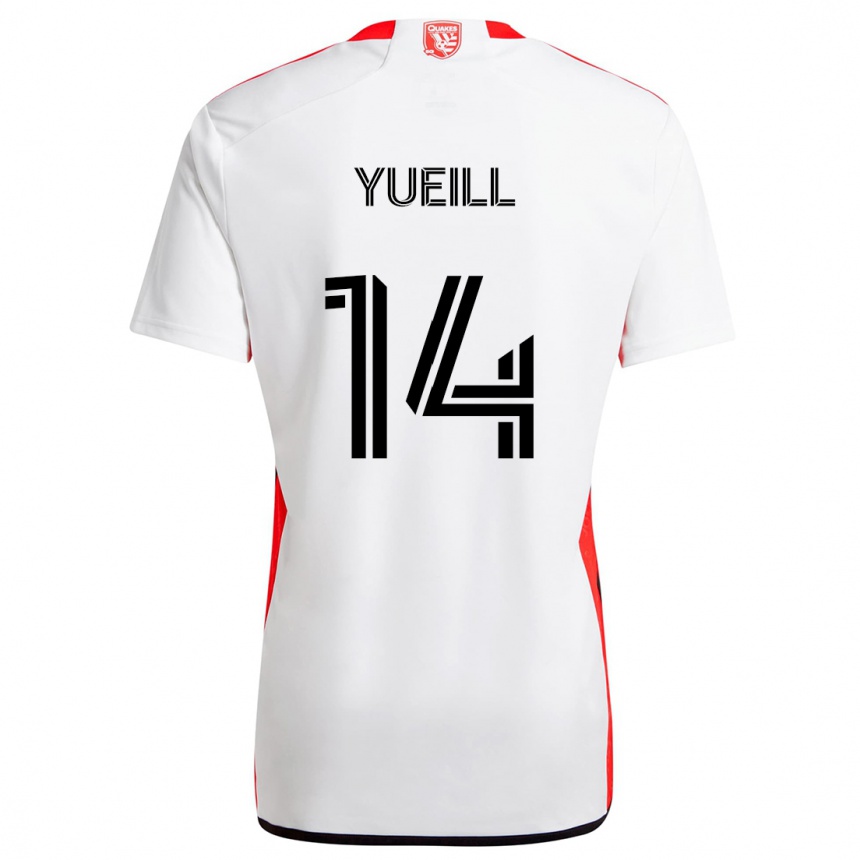 Kids Football Jackson Yueill #14 White Red Away Jersey 2024/25 T-Shirt Nz