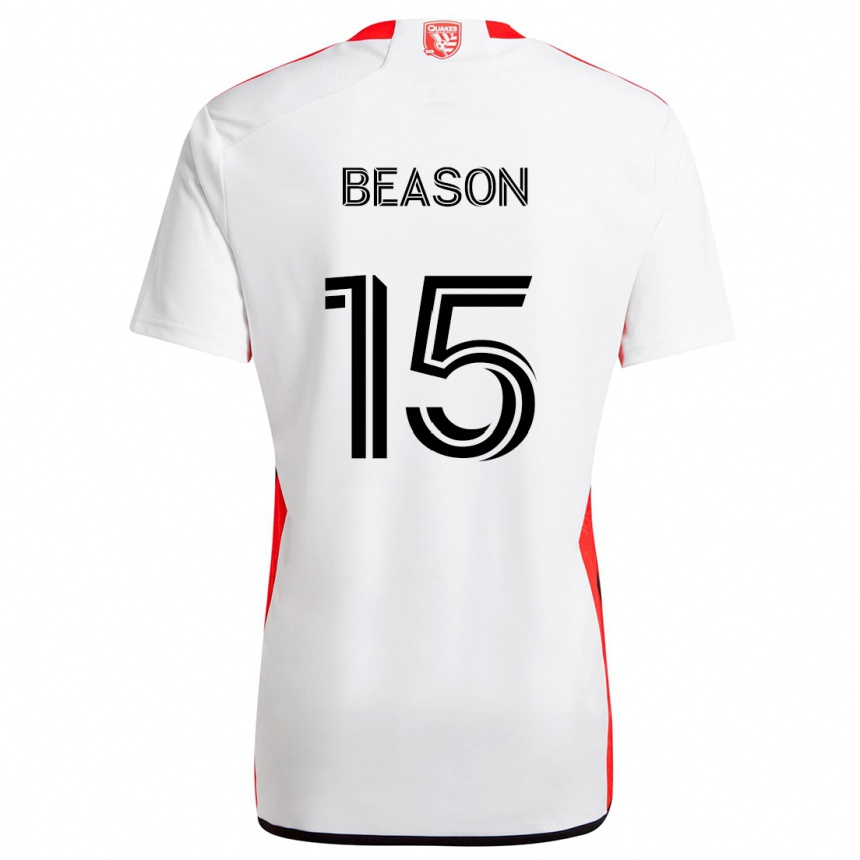 Kids Football Tanner Beason #15 White Red Away Jersey 2024/25 T-Shirt Nz