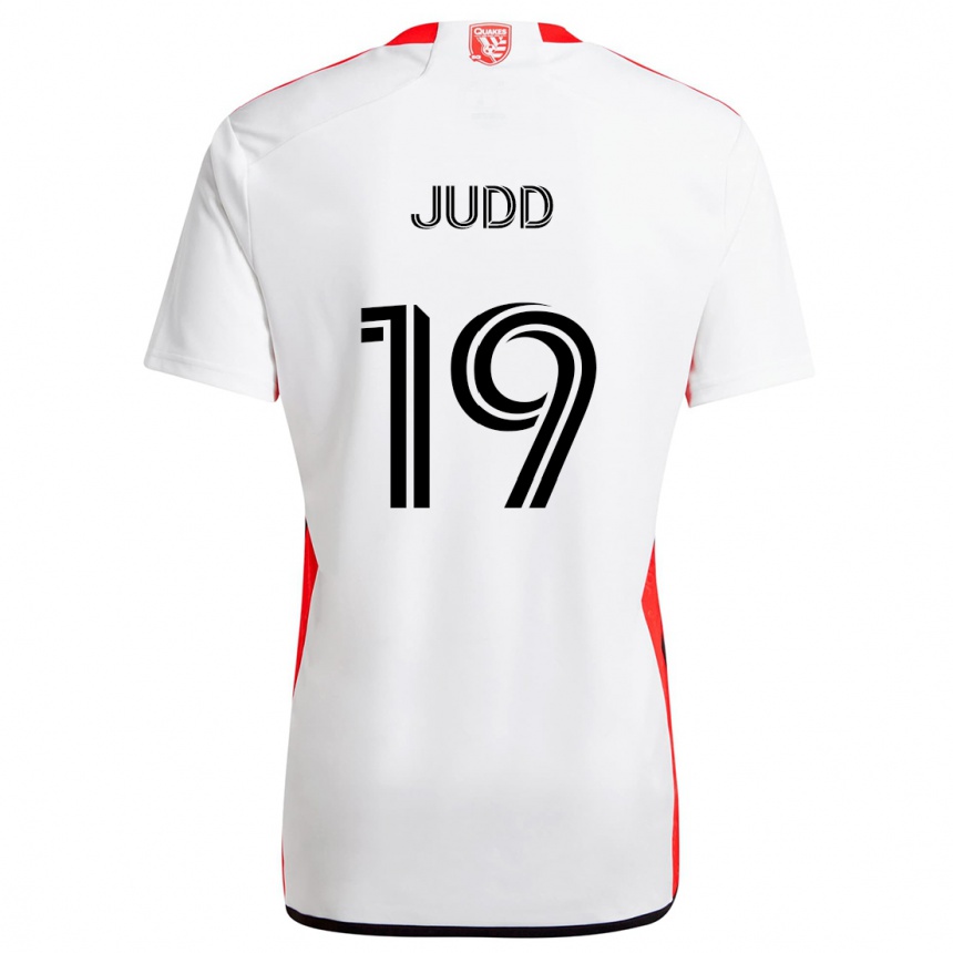 Kids Football Preston Judd #19 White Red Away Jersey 2024/25 T-Shirt Nz