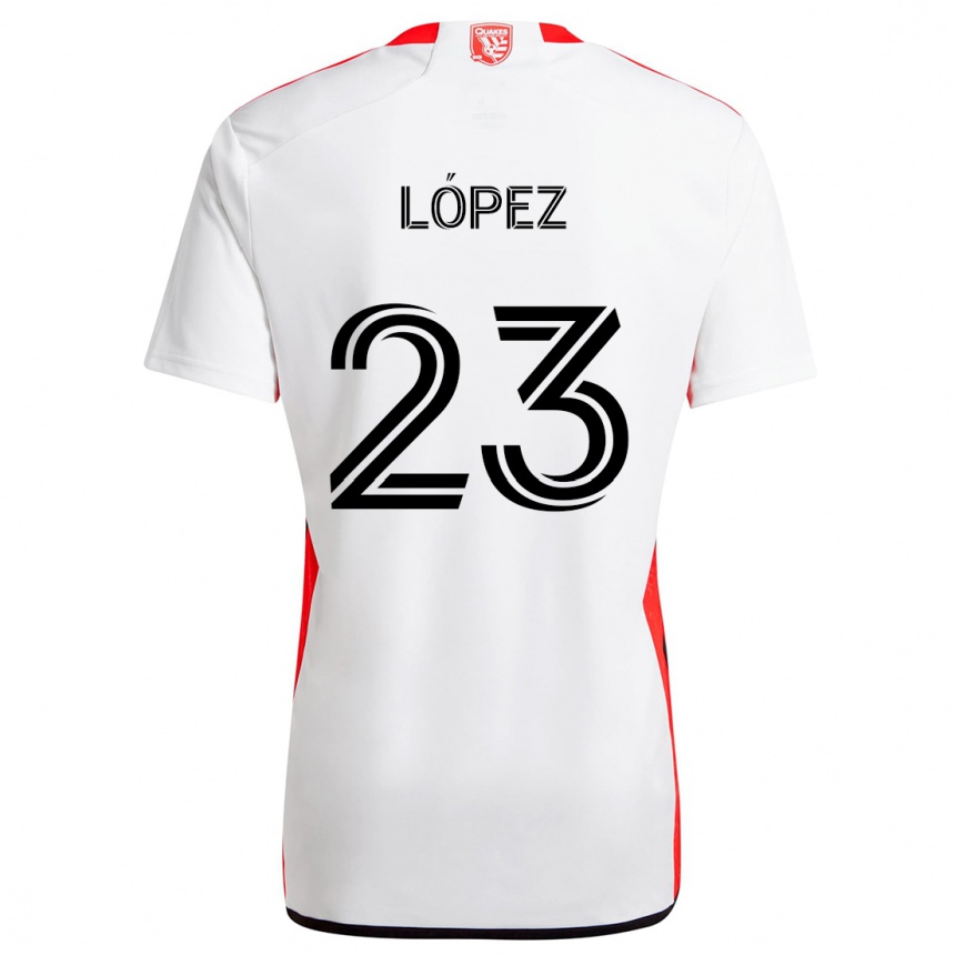 Kids Football Hernán López #23 White Red Away Jersey 2024/25 T-Shirt Nz