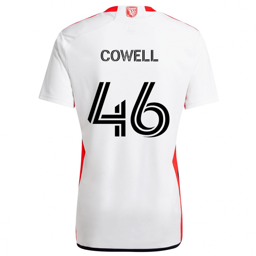 Kids Football Chance Cowell #46 White Red Away Jersey 2024/25 T-Shirt Nz