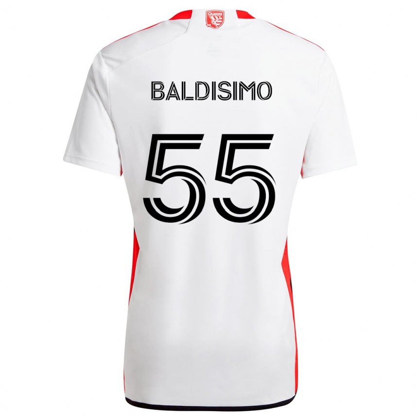 Kids Football Michael Baldisimo #55 White Red Away Jersey 2024/25 T-Shirt Nz