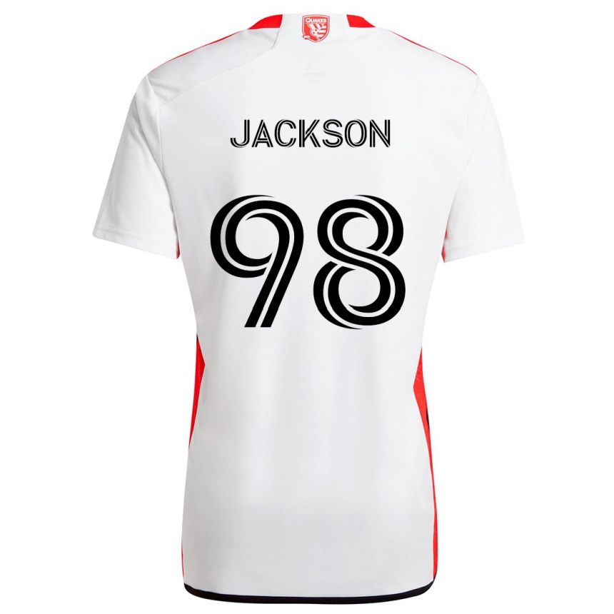 Kids Football Jacob Jackson #98 White Red Away Jersey 2024/25 T-Shirt Nz