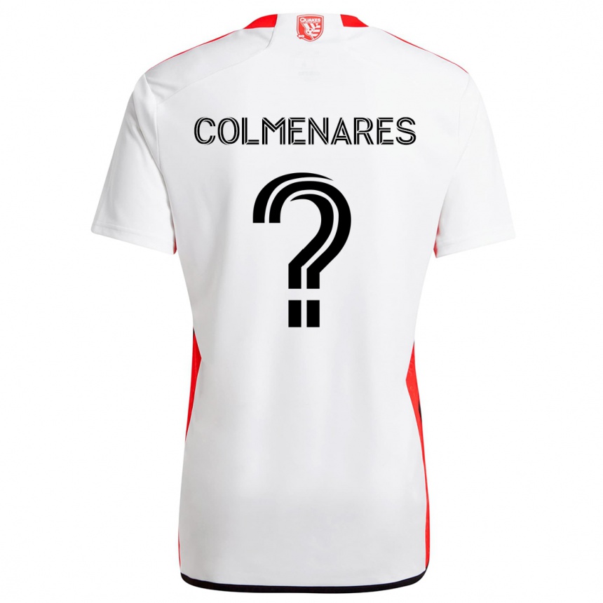 Kids Football Mateo Colmenares #0 White Red Away Jersey 2024/25 T-Shirt Nz