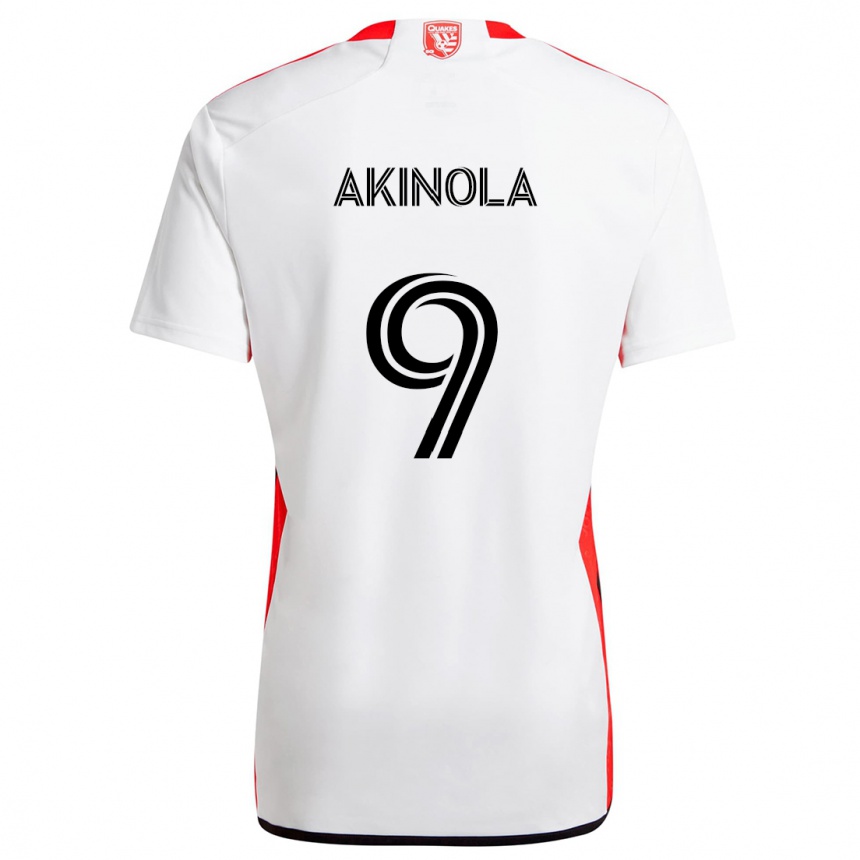 Kids Football Ayo Akinola #9 White Red Away Jersey 2024/25 T-Shirt Nz