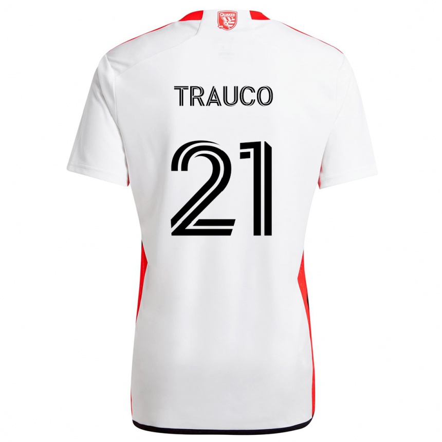 Kids Football Miguel Trauco #21 White Red Away Jersey 2024/25 T-Shirt Nz