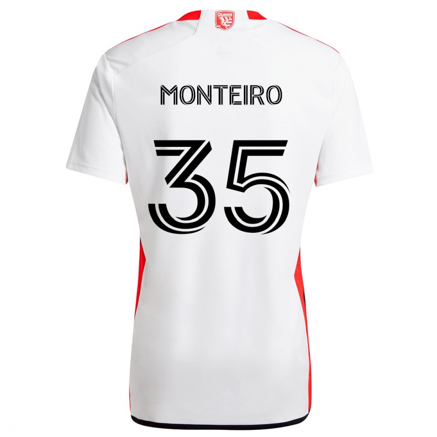 Kids Football Jamiro Monteiro #35 White Red Away Jersey 2024/25 T-Shirt Nz