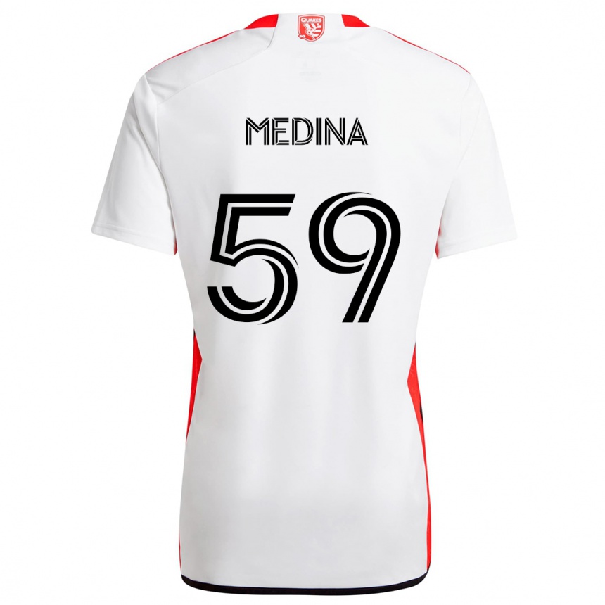 Kids Football Cruz Medina #59 White Red Away Jersey 2024/25 T-Shirt Nz