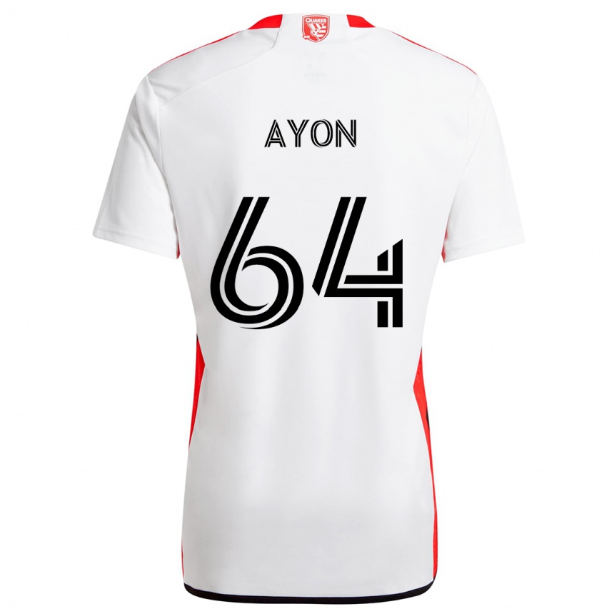 Kids Football Jerry Ayon #64 White Red Away Jersey 2024/25 T-Shirt Nz