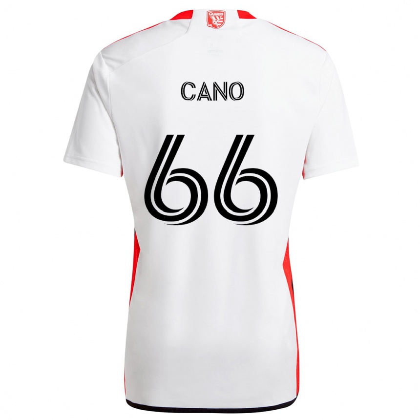 Kids Football Alejandro Cano #66 White Red Away Jersey 2024/25 T-Shirt Nz