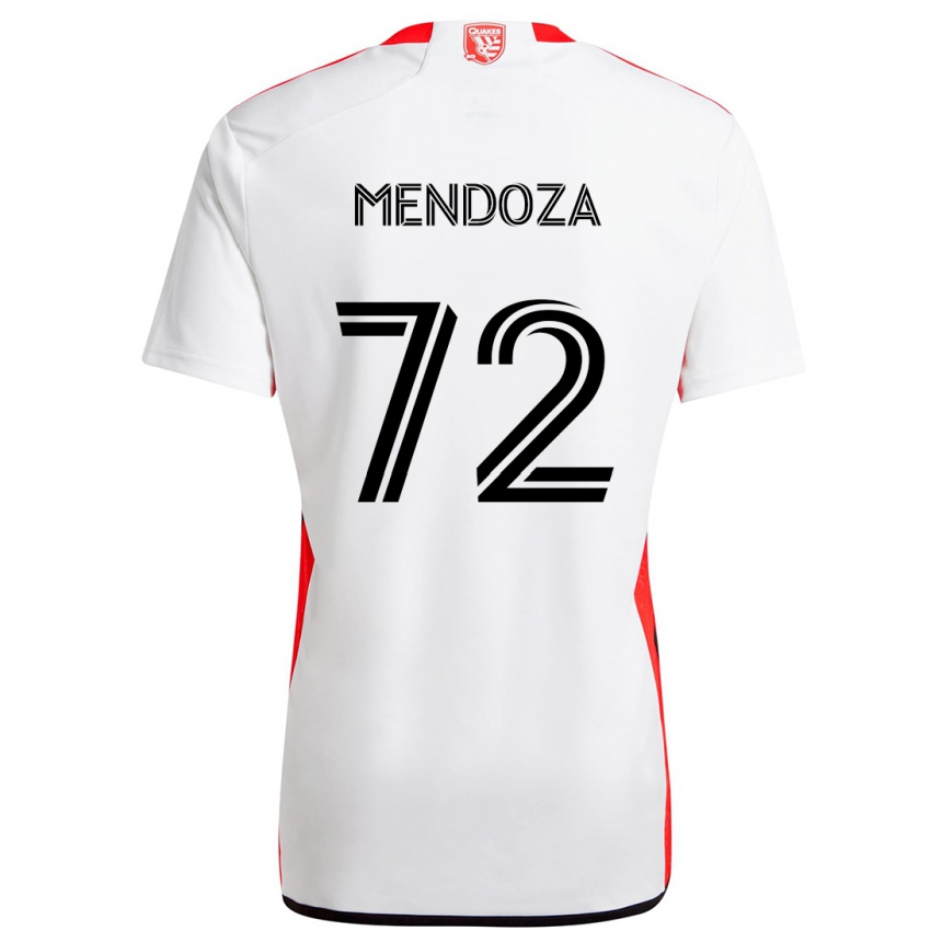 Kids Football Edwyn Mendoza #72 White Red Away Jersey 2024/25 T-Shirt Nz