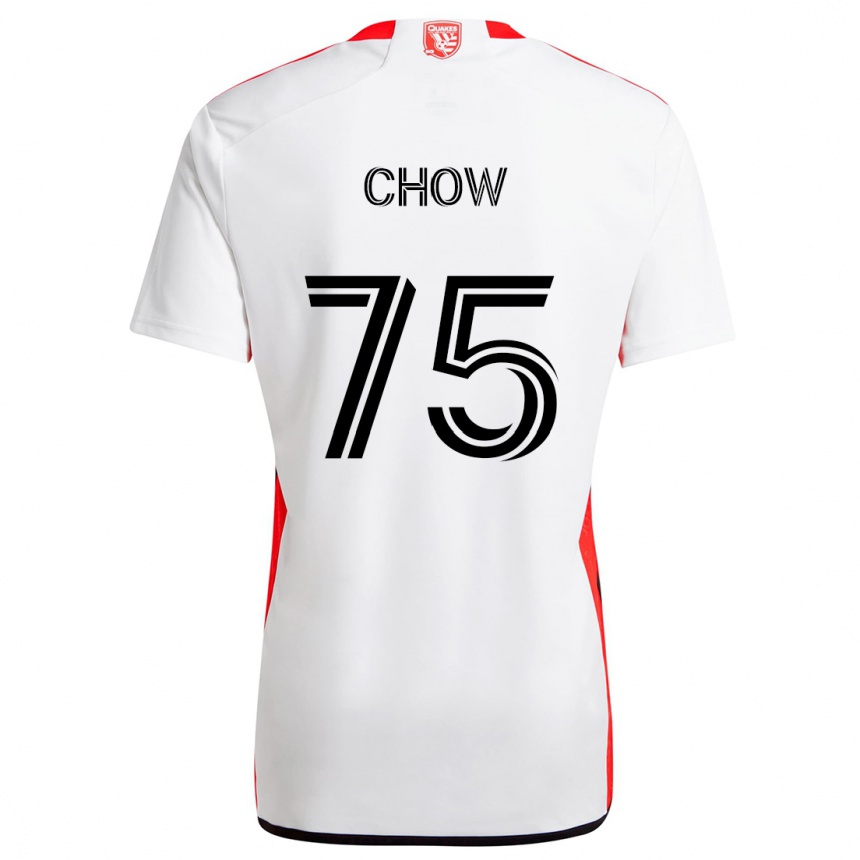 Kids Football Alex Chow #75 White Red Away Jersey 2024/25 T-Shirt Nz