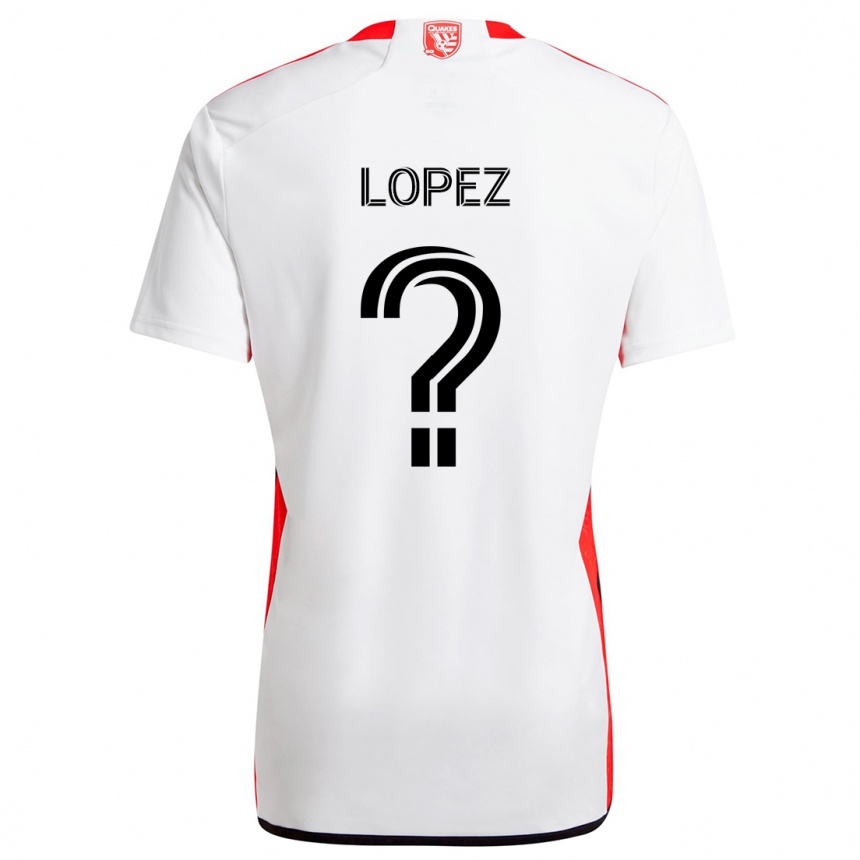 Kids Football Mateo Lopez #0 White Red Away Jersey 2024/25 T-Shirt Nz