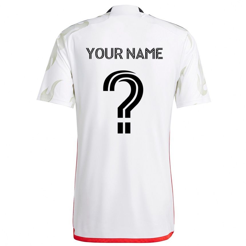 Kids Football Your Name #0 White Red Black Away Jersey 2024/25 T-Shirt Nz