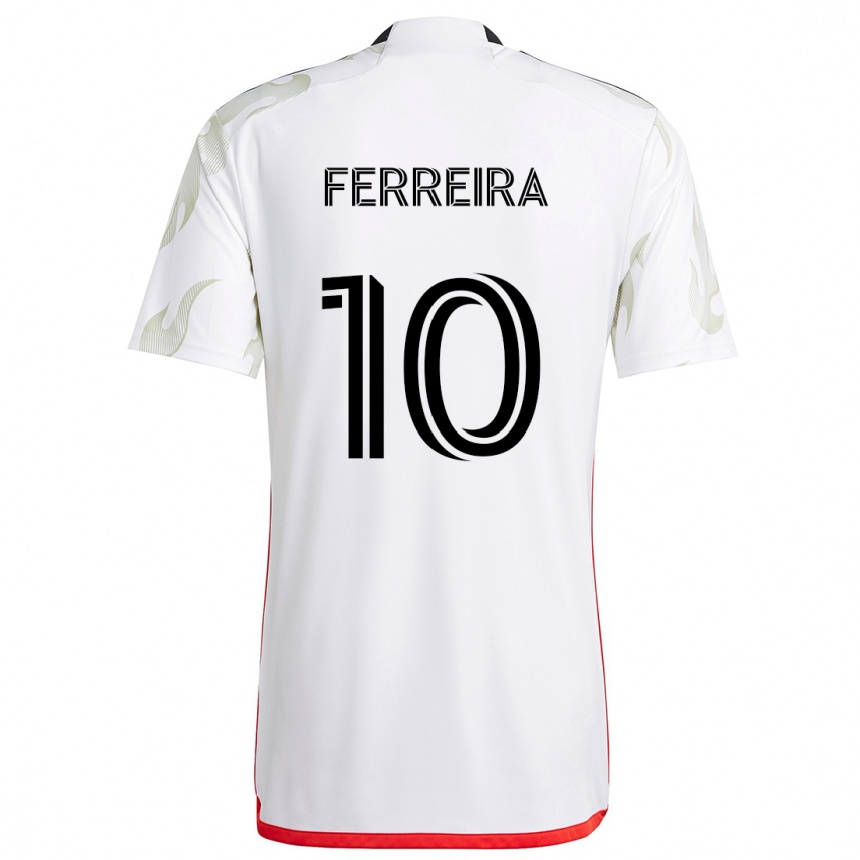 Kids Football Jesús Ferreira #10 White Red Black Away Jersey 2024/25 T-Shirt Nz