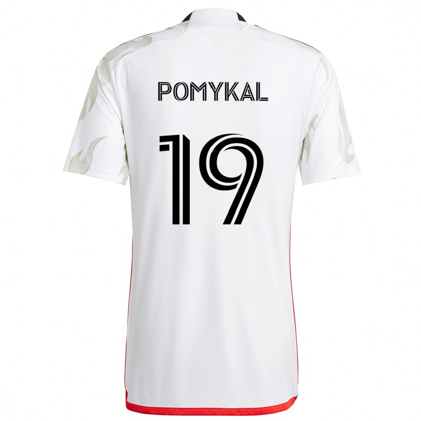 Kids Football Paxton Pomykal #19 White Red Black Away Jersey 2024/25 T-Shirt Nz