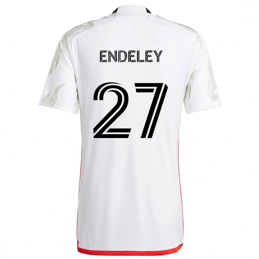 Kids Football Herbert Endeley #27 White Red Black Away Jersey 2024/25 T-Shirt Nz