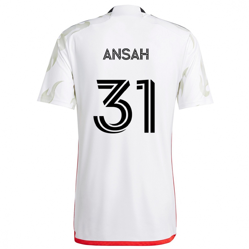 Kids Football Eugene Ansah #31 White Red Black Away Jersey 2024/25 T-Shirt Nz