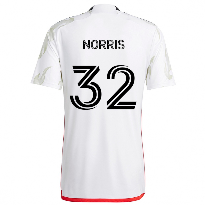 Kids Football Nolan Norris #32 White Red Black Away Jersey 2024/25 T-Shirt Nz