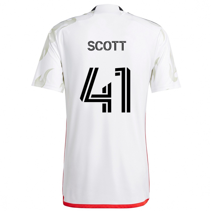 Kids Football Tarik Scott #41 White Red Black Away Jersey 2024/25 T-Shirt Nz