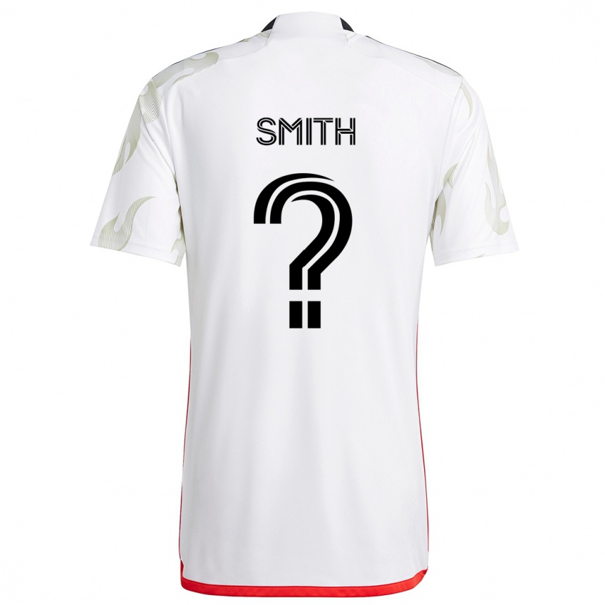 Kids Football Collin Smith #0 White Red Black Away Jersey 2024/25 T-Shirt Nz