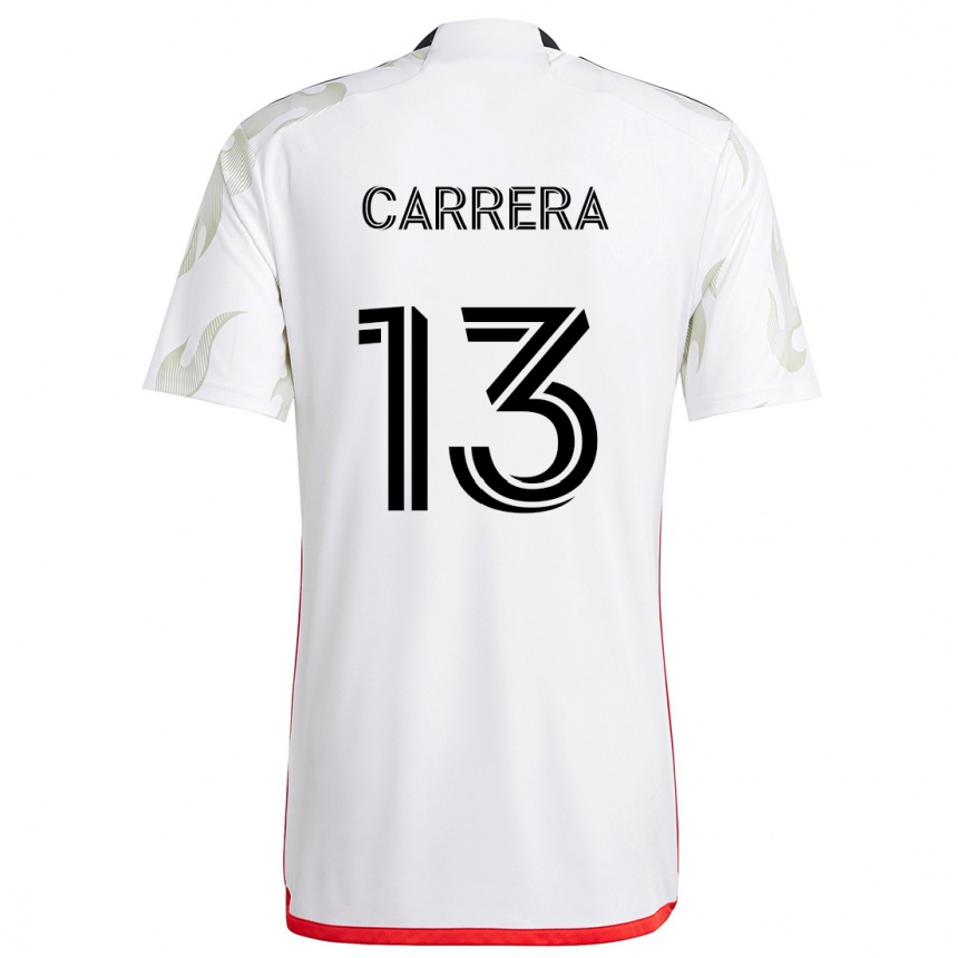 Kids Football Antonio Carrera #13 White Red Black Away Jersey 2024/25 T-Shirt Nz