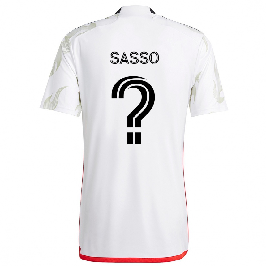 Kids Football Gino Sasso #0 White Red Black Away Jersey 2024/25 T-Shirt Nz