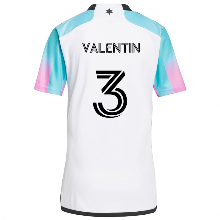 Kids Football Zarek Valentin #3 White Blue Black Away Jersey 2024/25 T-Shirt Nz