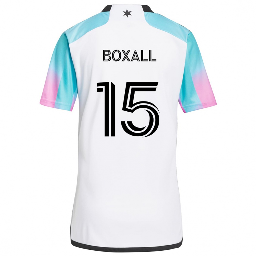 Kids Football Michael Boxall #15 White Blue Black Away Jersey 2024/25 T-Shirt Nz