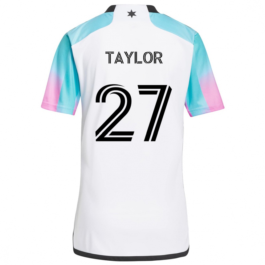 Kids Football D.j. Taylor #27 White Blue Black Away Jersey 2024/25 T-Shirt Nz