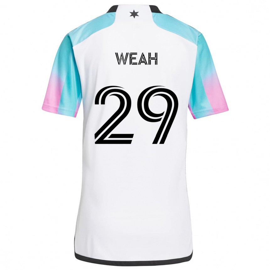 Kids Football Patrick Weah #29 White Blue Black Away Jersey 2024/25 T-Shirt Nz