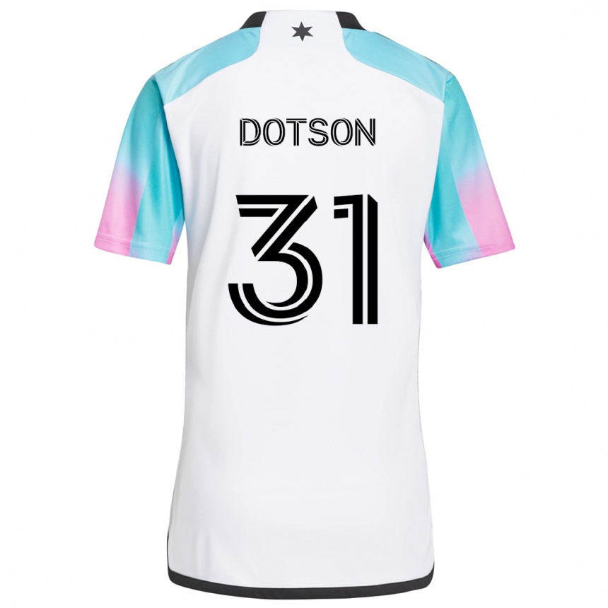 Kids Football Hassani Dotson #31 White Blue Black Away Jersey 2024/25 T-Shirt Nz