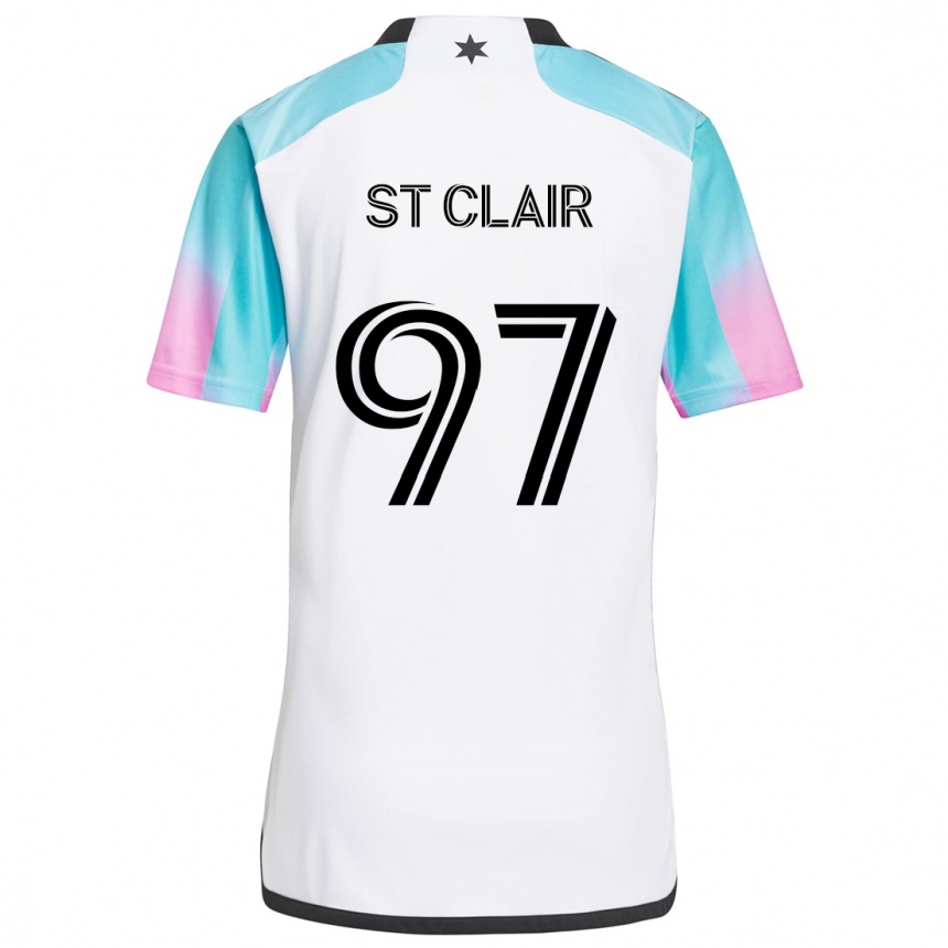 Kids Football Dayne St. Clair #97 White Blue Black Away Jersey 2024/25 T-Shirt Nz