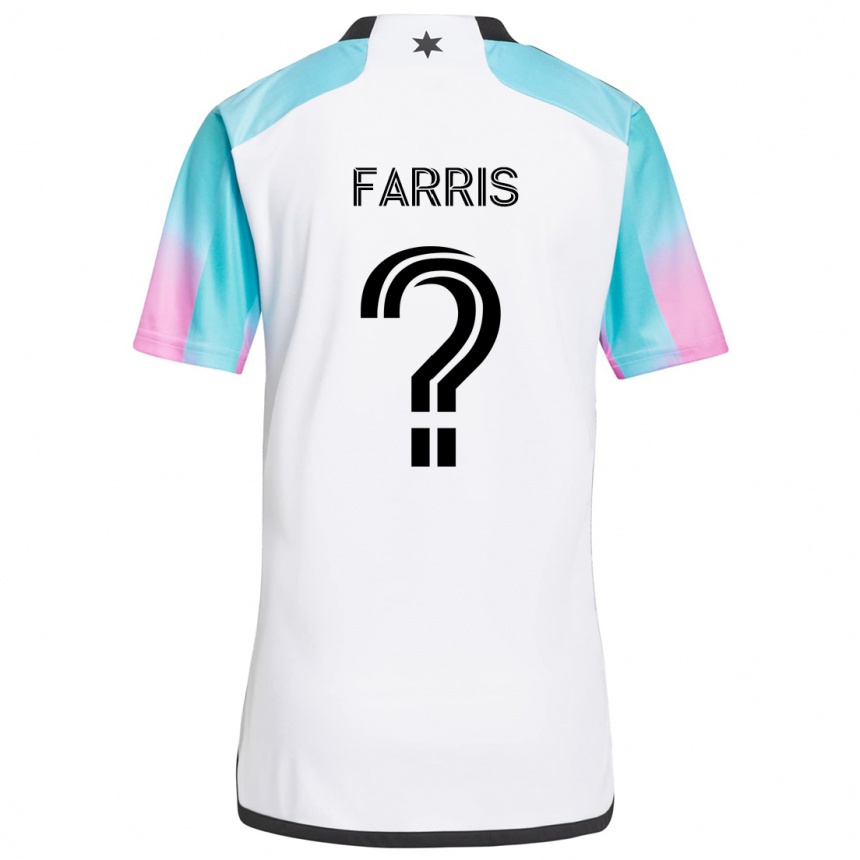 Kids Football John Farris #0 White Blue Black Away Jersey 2024/25 T-Shirt Nz