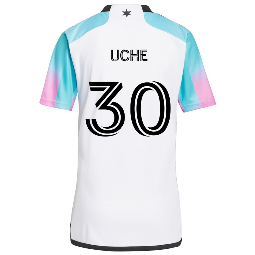 Kids Football Cc Uche #30 White Blue Black Away Jersey 2024/25 T-Shirt Nz