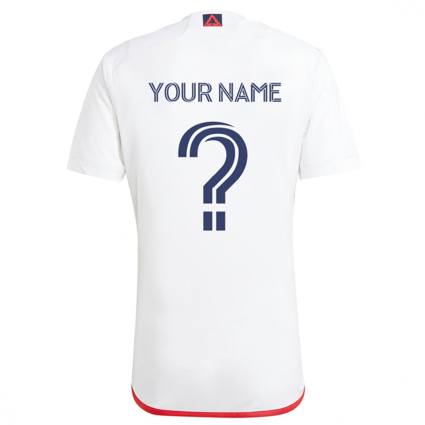 Kids Football Your Name #0 White Red Away Jersey 2024/25 T-Shirt Nz