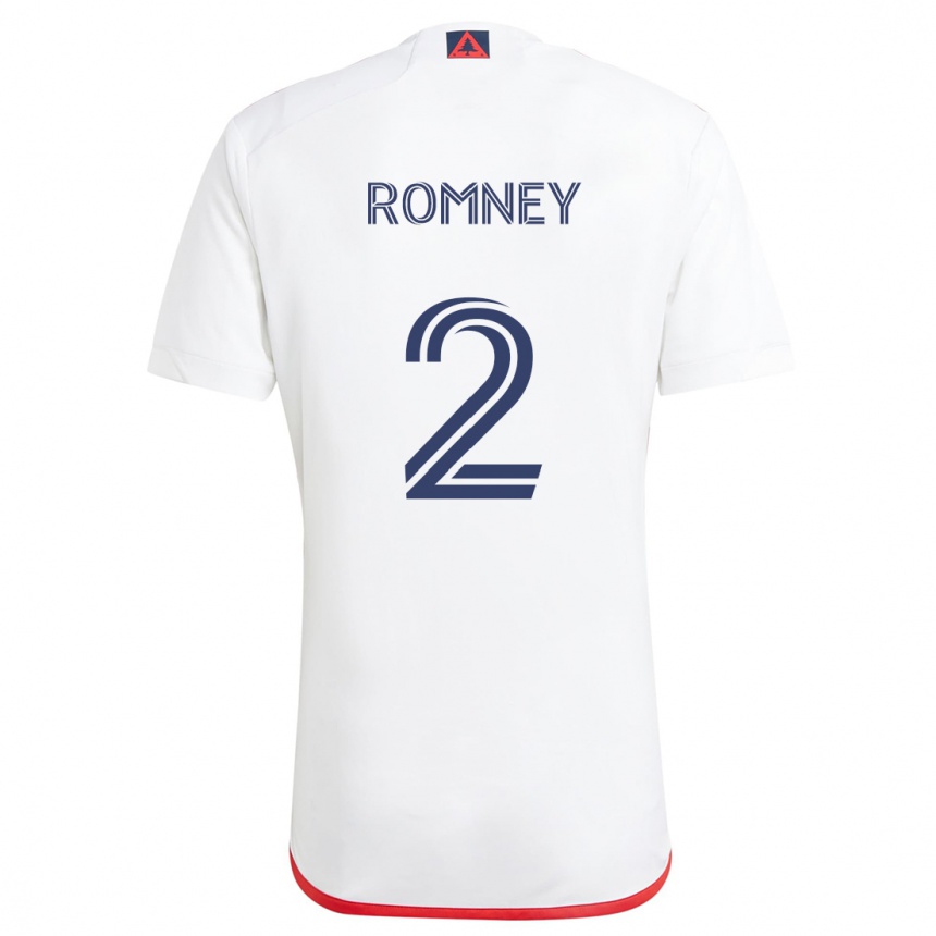 Kids Football Dave Romney #2 White Red Away Jersey 2024/25 T-Shirt Nz