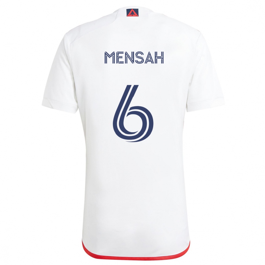 Kids Football Jonathan Mensah #6 White Red Away Jersey 2024/25 T-Shirt Nz