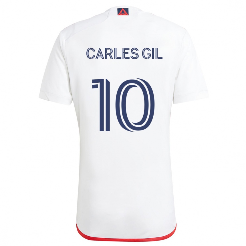 Kids Football Carles Gil #10 White Red Away Jersey 2024/25 T-Shirt Nz