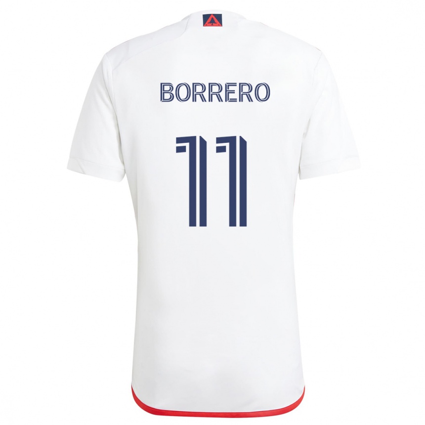 Kids Football Dylan Borrero #11 White Red Away Jersey 2024/25 T-Shirt Nz