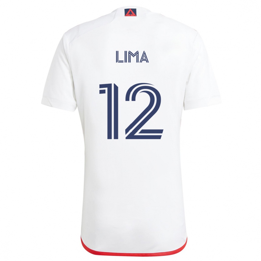 Kids Football Nick Lima #12 White Red Away Jersey 2024/25 T-Shirt Nz