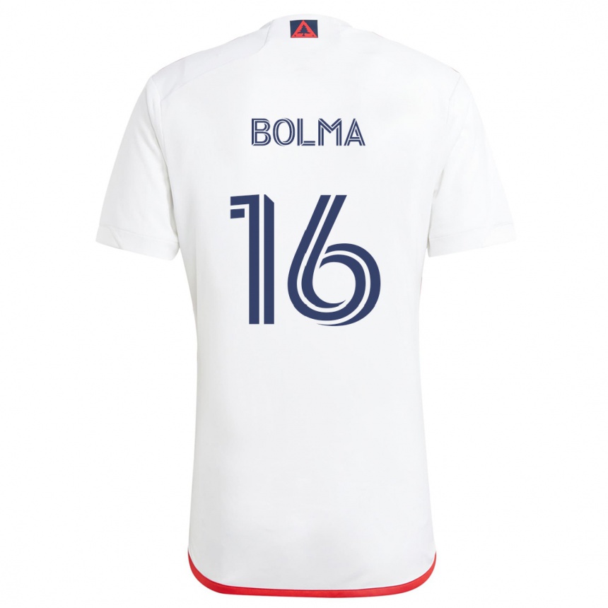 Kids Football Josh Bolma #16 White Red Away Jersey 2024/25 T-Shirt Nz