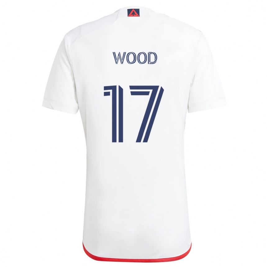 Kids Football Bobby Wood #17 White Red Away Jersey 2024/25 T-Shirt Nz