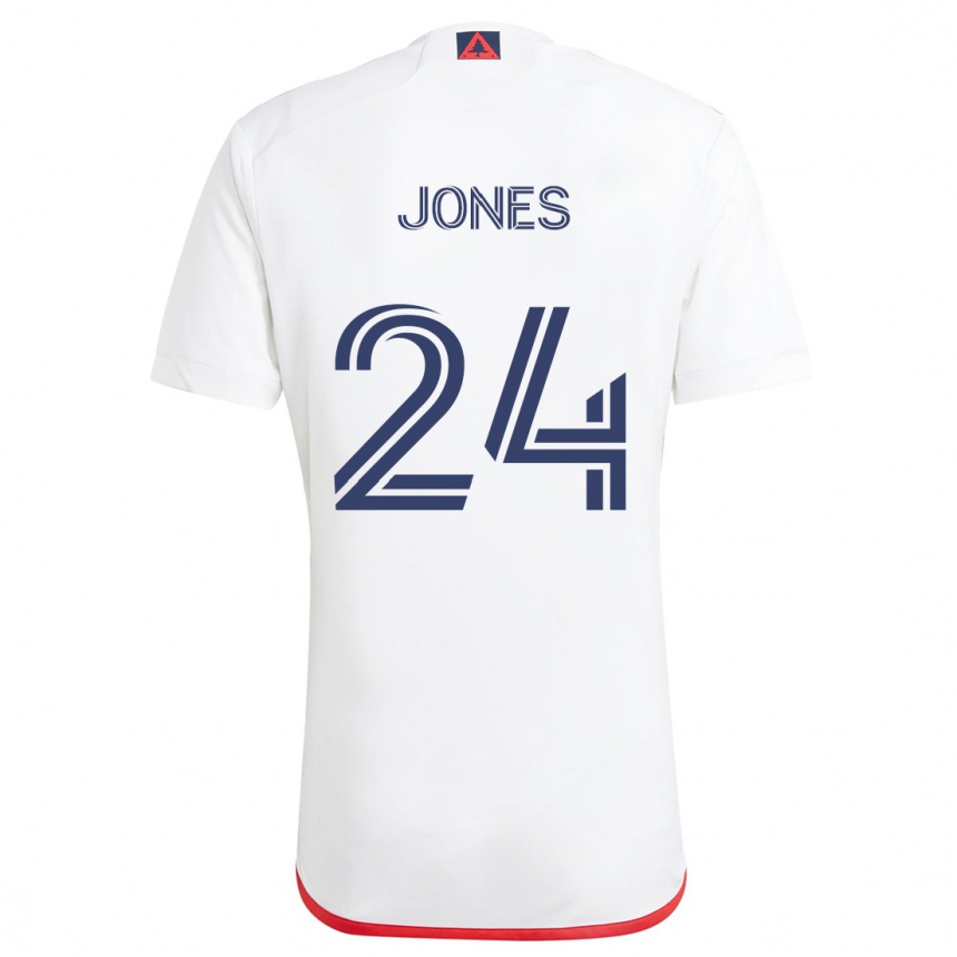 Kids Football Dejuan Jones #24 White Red Away Jersey 2024/25 T-Shirt Nz