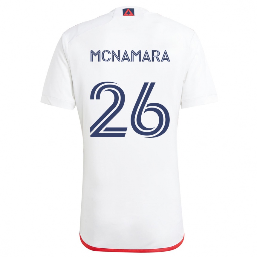 Kids Football Tommy Mcnamara #26 White Red Away Jersey 2024/25 T-Shirt Nz